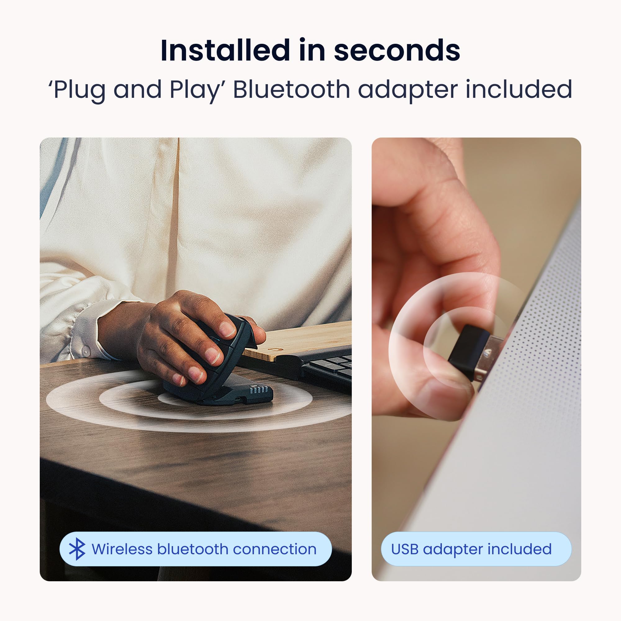 Contour Unimouse Ergonomiczna mysz pionowa regulacja kata 35°-70°, 6 programowalnych przycisków, konfigurowalna regulowana podpórka kciuka, Plug & Play, kompatybilna Mac i PC - bezprzewodowa - prawa