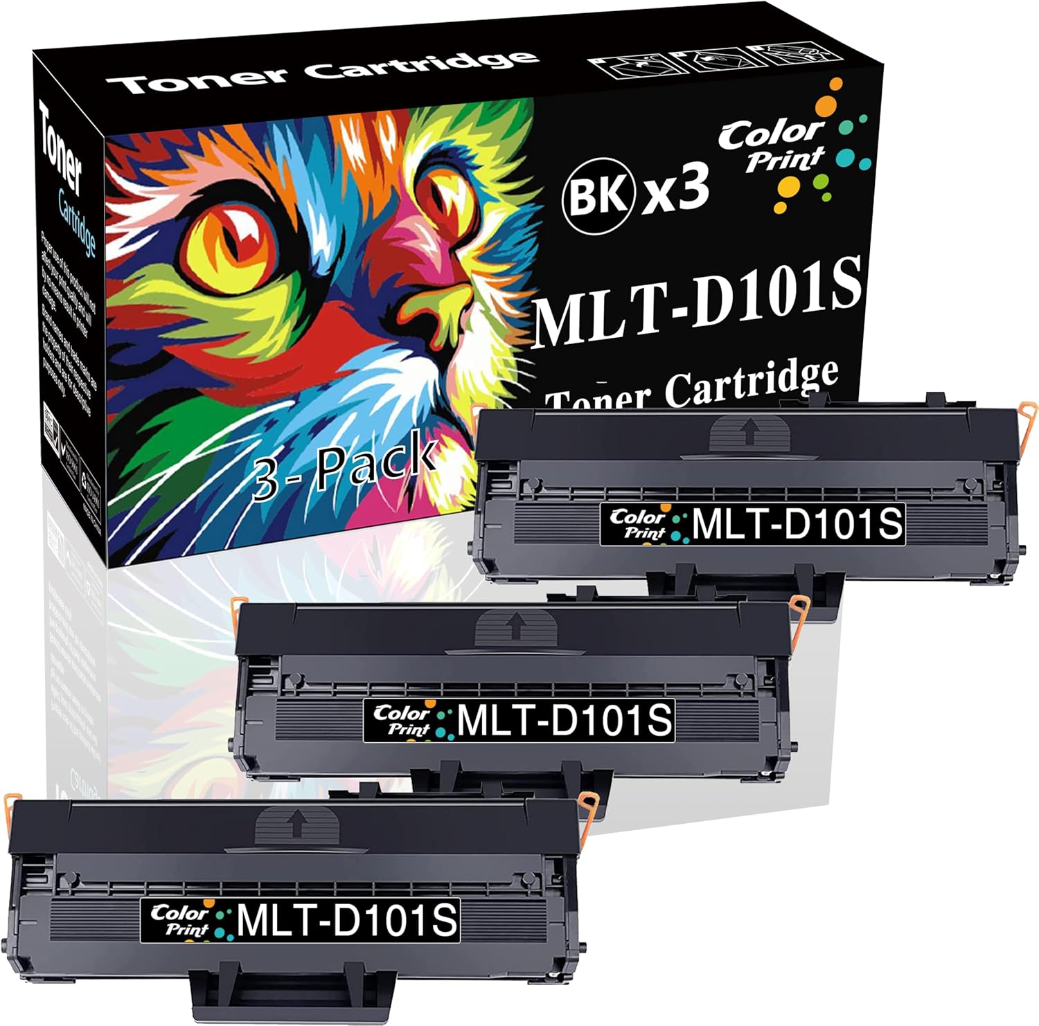 3-Pack ColorPrint Compatible Toner Cartridge Replacement for Samsung MLTD101S MLT-D101S 101S Used for ML-2160 ML-2165 ML-2165W SCX 3400 3400F 3400FW SCX-3405 SCX-3405F 3405FW SF-760P Printer (Black)