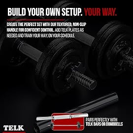 TELK - Adjustable Dumbbell Set Pair of Dumbbells Bars Only - Home Gym Weight Set with Baked Enamel Cast Iron Plates - Space-Saving Free Weights for Strength Training