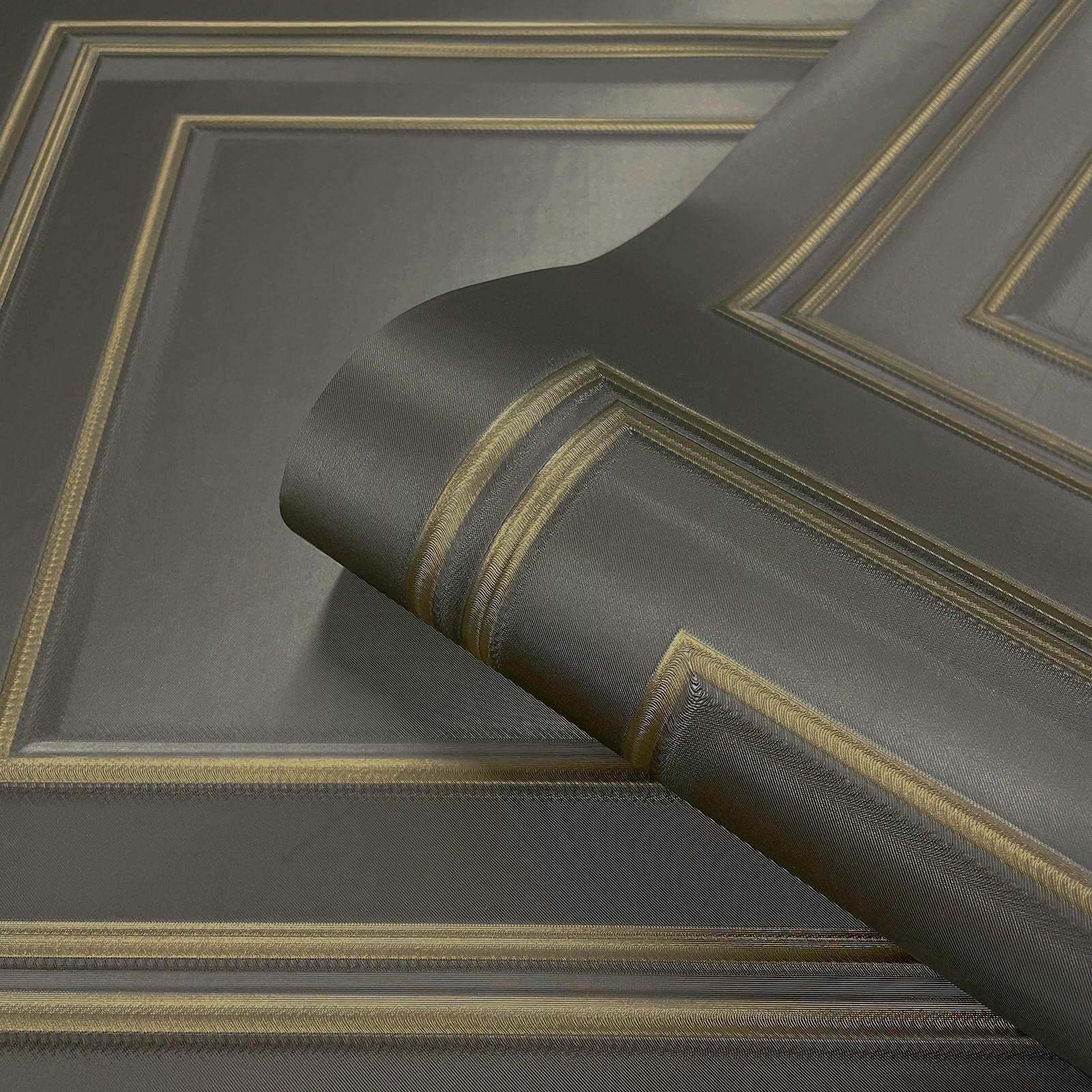 YöL Full Roll Gunmetal Gold Textured Wood Panelling Effect Vinyl Wall Feature Wallpaper