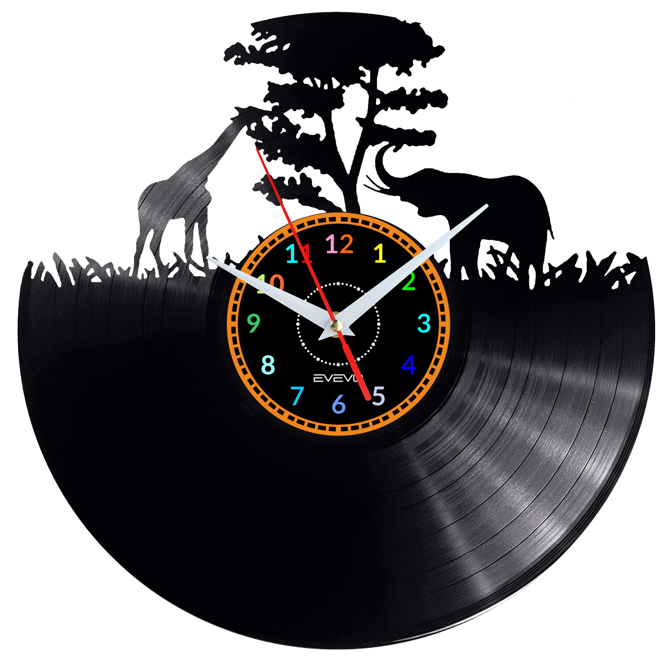 Horloge Murale Afrique Savana Silencieuse en Vinyle pour En finir avec les Murs Vides