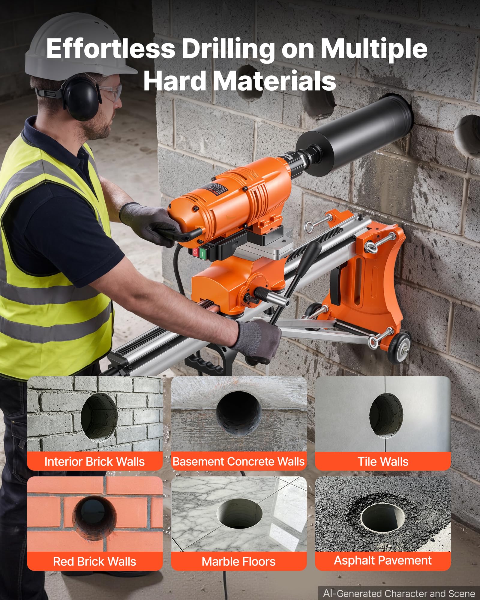 VEVOR Taladro de Núcleo Diámetro 20-450 mm Máquina Perforadora de Diamante