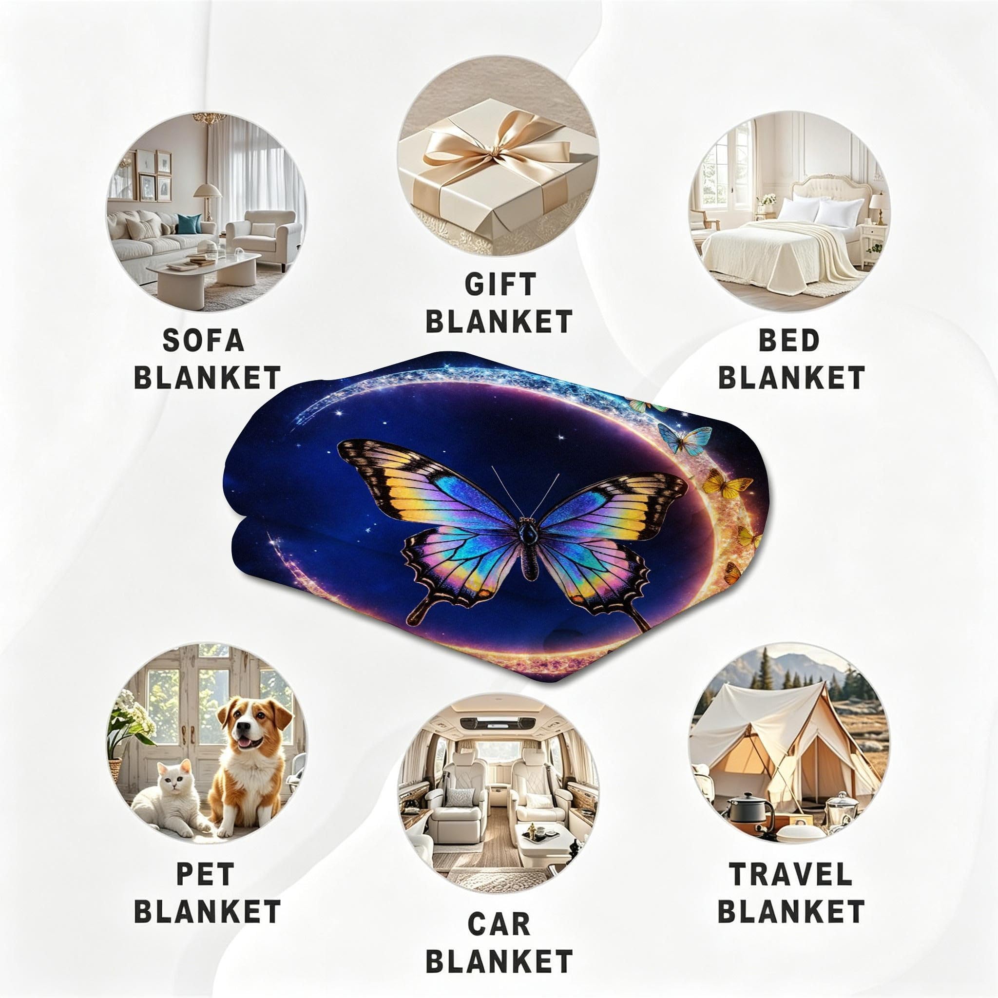 Manta 220x240 cm Mariposa Franela Polar para Cama 135/150-A278