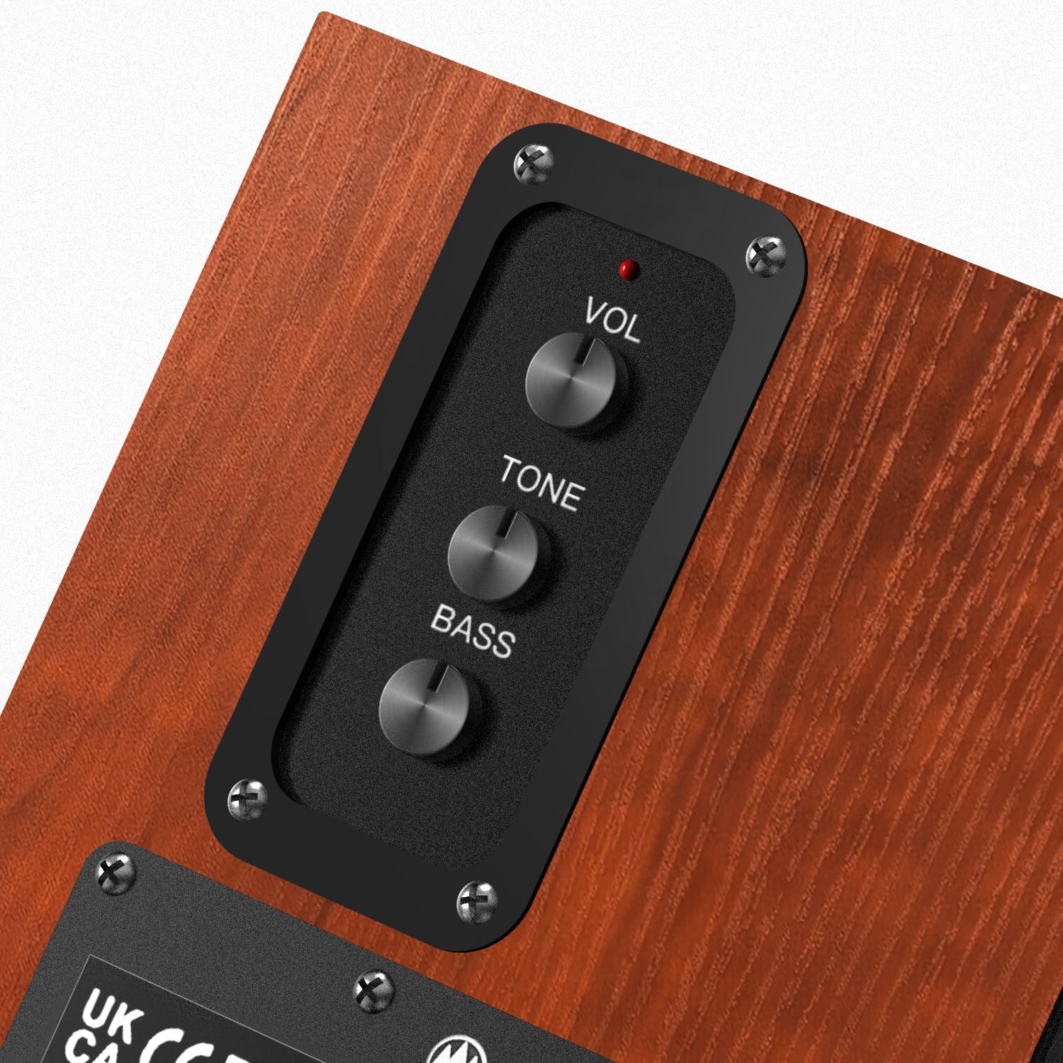 Elimavi Altoparlante attivo per scaffale, altoparlante per computer con woofer da 4", 3,5 mm a RCA Aux, per giradischi, struttura in legno, può essere montato a parete, Woodgrain
