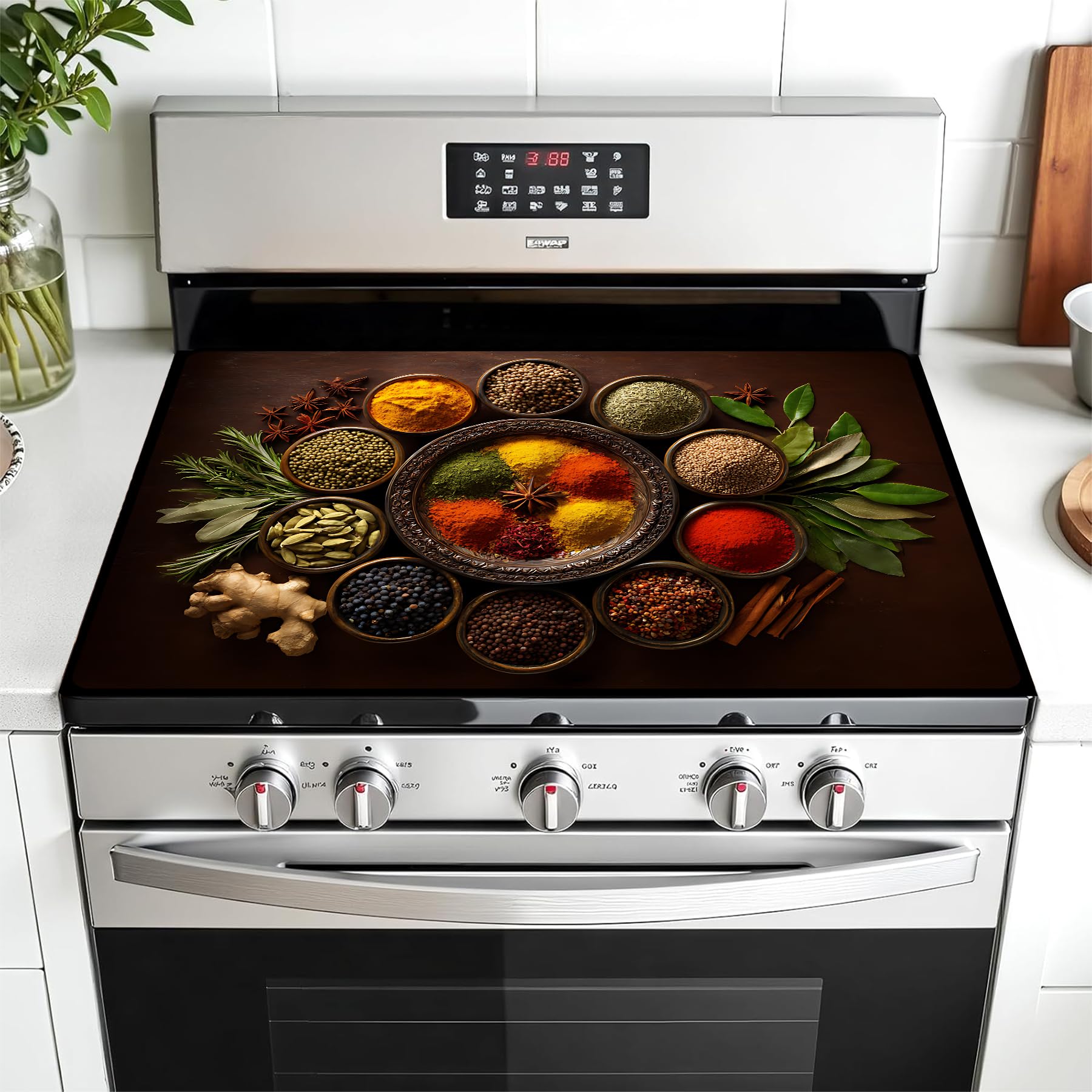Multi-Design Stove Top Cover for Glass/Electric Stoves - 3-in-1 Heat-Resistant Protector Mat, Non-Slip Drying Rack 28"x20"
