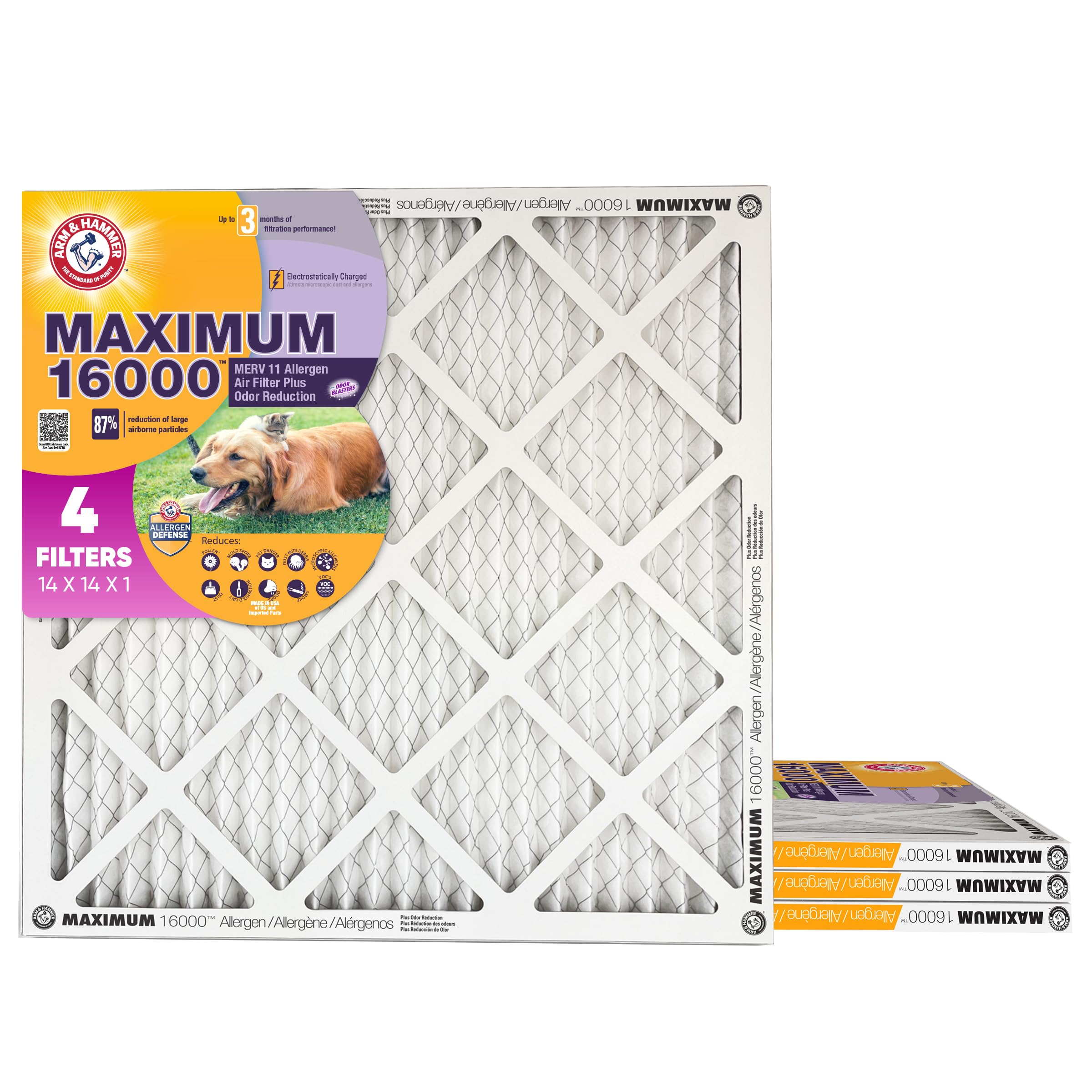 Arm & Hammer Max Allergen & Odor Reduction 14x14x1