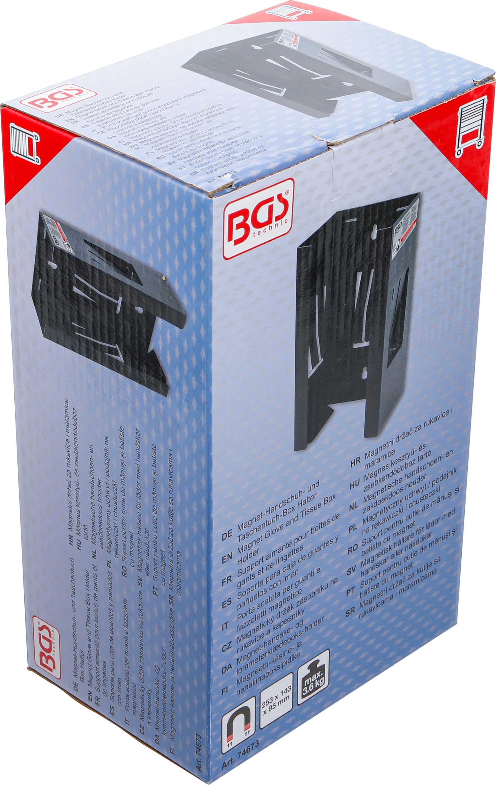 BGS 74673 | Porta scatola per guanti e fazzoletti magnetico | 253 x 143 x 95 mm