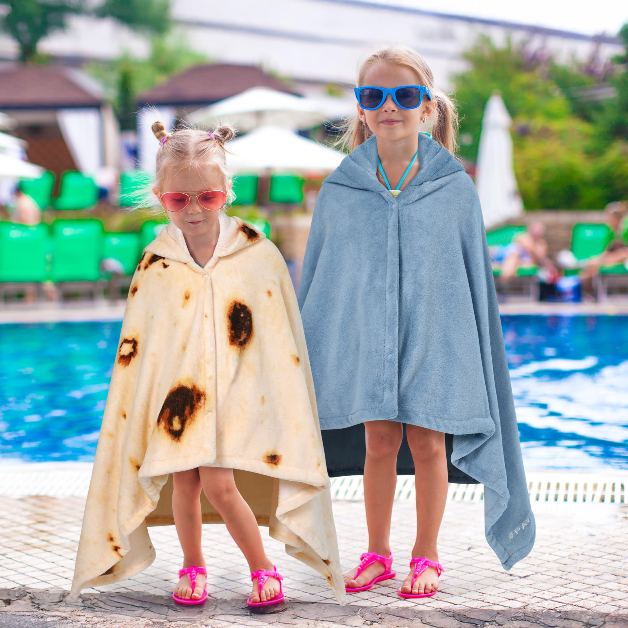 PAVILIA Fleece-Handtuch mit Kapuze für Kinder, Kleinkinder, Stranddusche für Pool, Schwimmponcho für Jungen und Mädchen von 3–8 Jahren, 127 x 76 cm