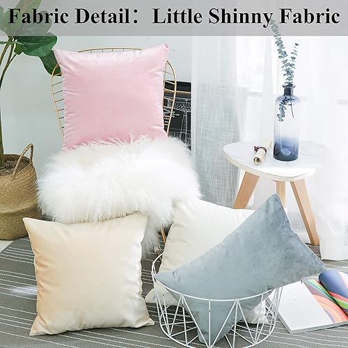 Vista 9 de Home Brilliant Fundas de almohada color verde azulado súper suaves cuadradas de terciopelo azul para sofá, dormitorio de niñas pequeñas, 18 x 18