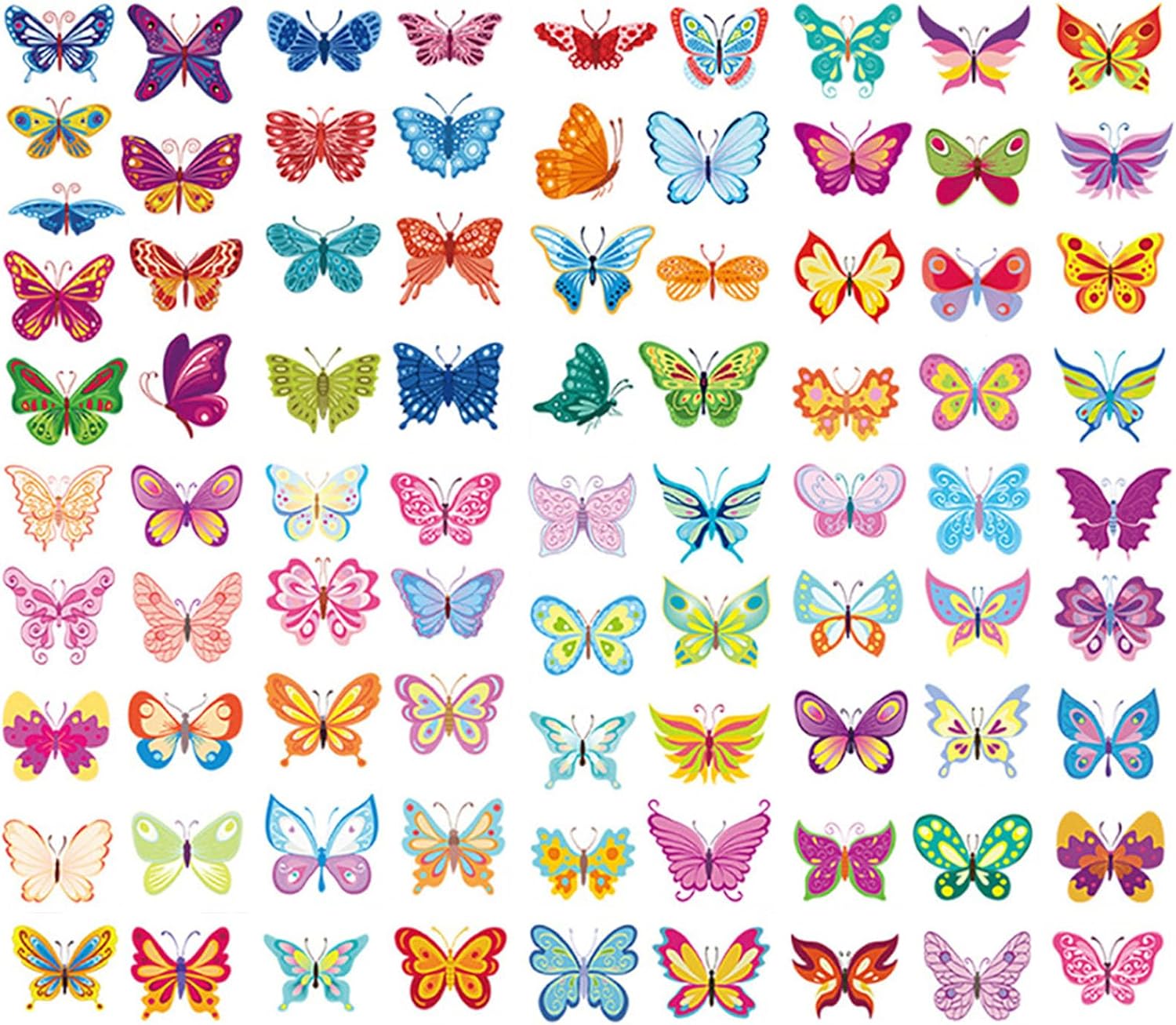 Butterfly Temporary Tattoos, 100pcs Temporary Butterfly Tattoos, Multicolor Realistic 3D