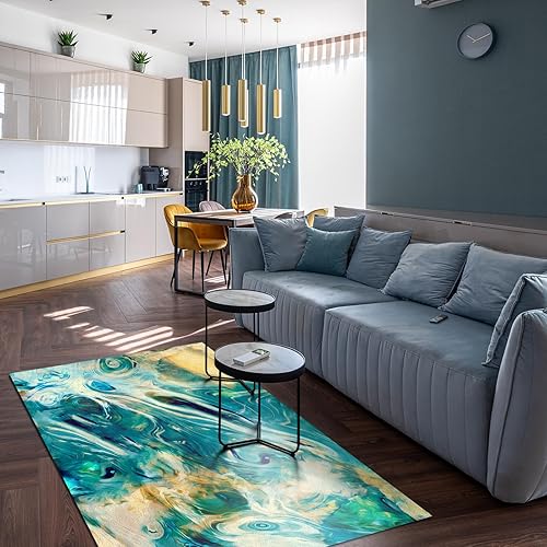 Miniatura 3 de Alfombra de área multicolor con patrón degradado, alfombra lavable a la moda abstracta, alfombra decorativa antideslizante, lavable a máquina para