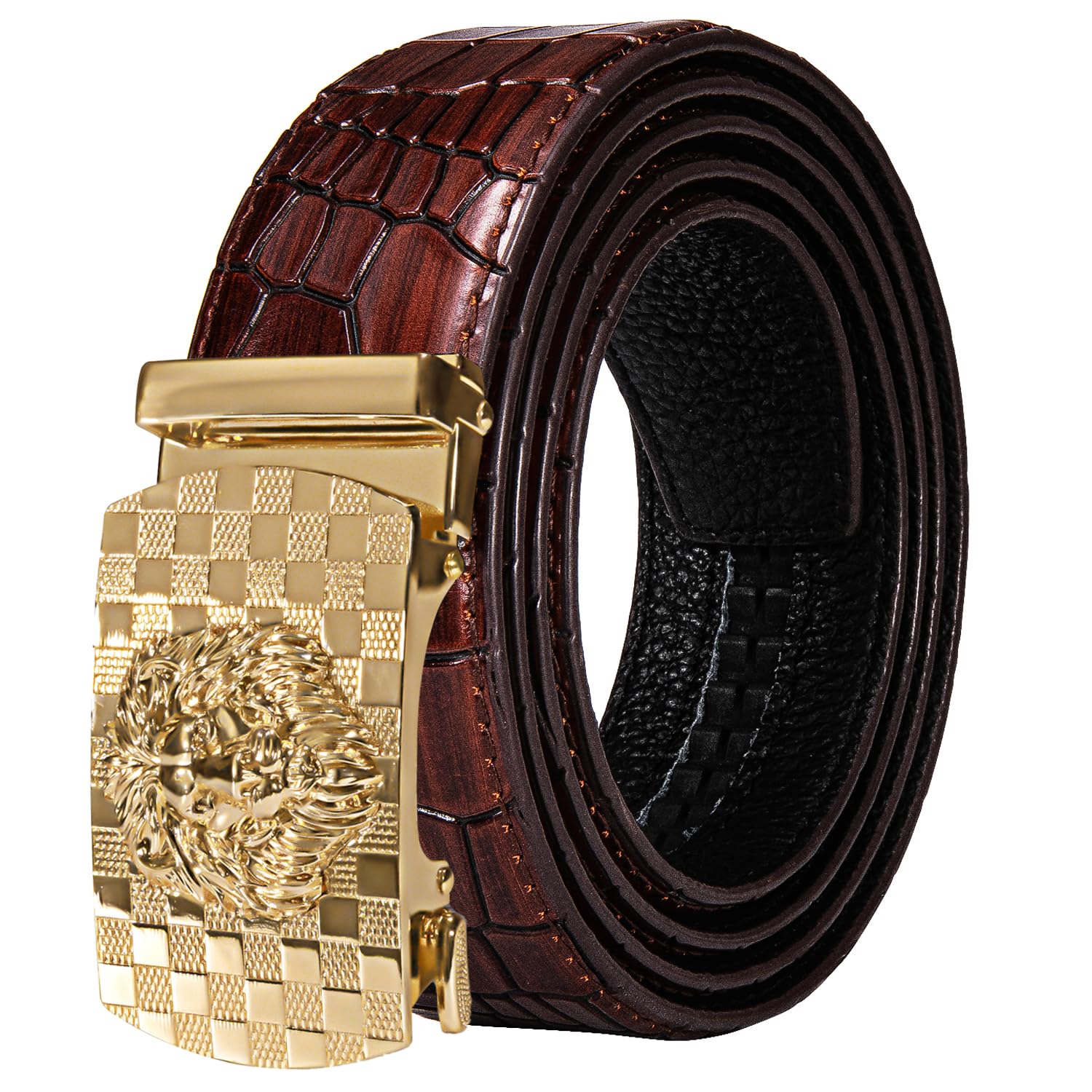 Dubulle Men's Ratchet Belt Gold/Black/Red/Green/Blue/White Automatic Buckle Business Casual Belt Gift - Adjustable Fit