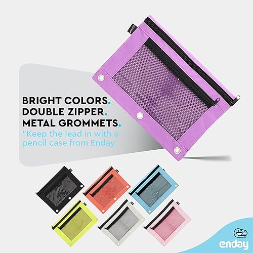 Miniatura 4 de Enday Estuche morado para carpeta de 3 anillas, bolsas con cremallera, bolsa para lápices de 3 anillos para carpeta, estuche para lápices para
