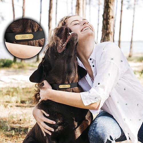 Miniatura 75 de Regal Dog Products Collares de perro grandes, impermeables, color rosa, con placa de nombre grabada personalizada, revestimiento de vinilo, anti