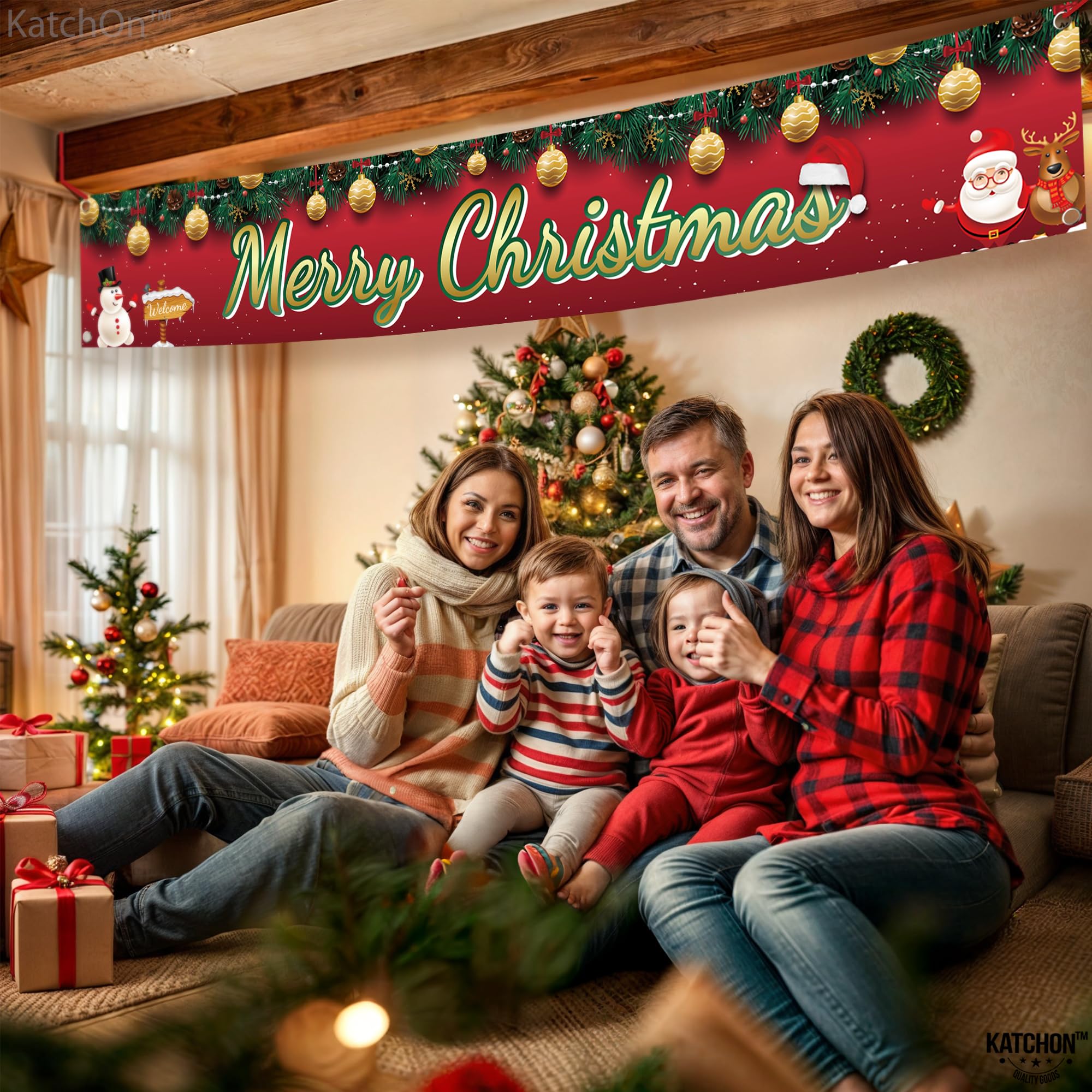 クリスマス デコレーション アウトドア クリスマス ヤードサイン ホリデー装飾 Amazon.co.jp: KatchOn 大型メリークリスマスヤードバナー - 120x20