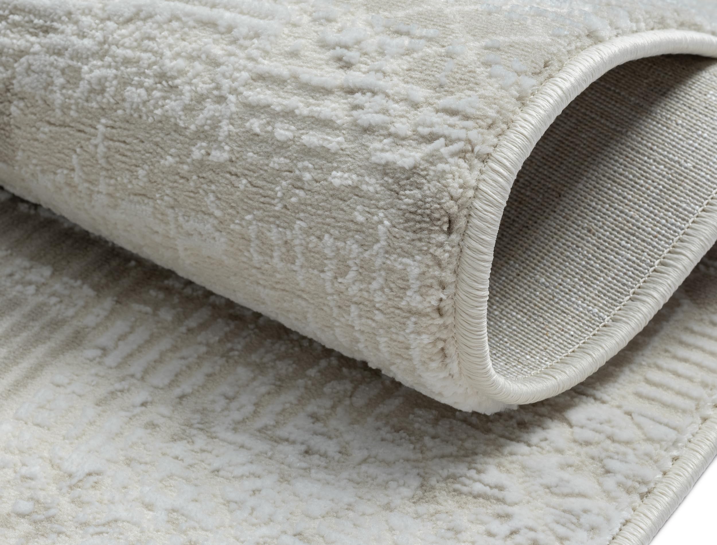 MY-RUG Teppich Lovisa Creme 200x290 cm - Boho Kurzflor Wohnzimmerteppich