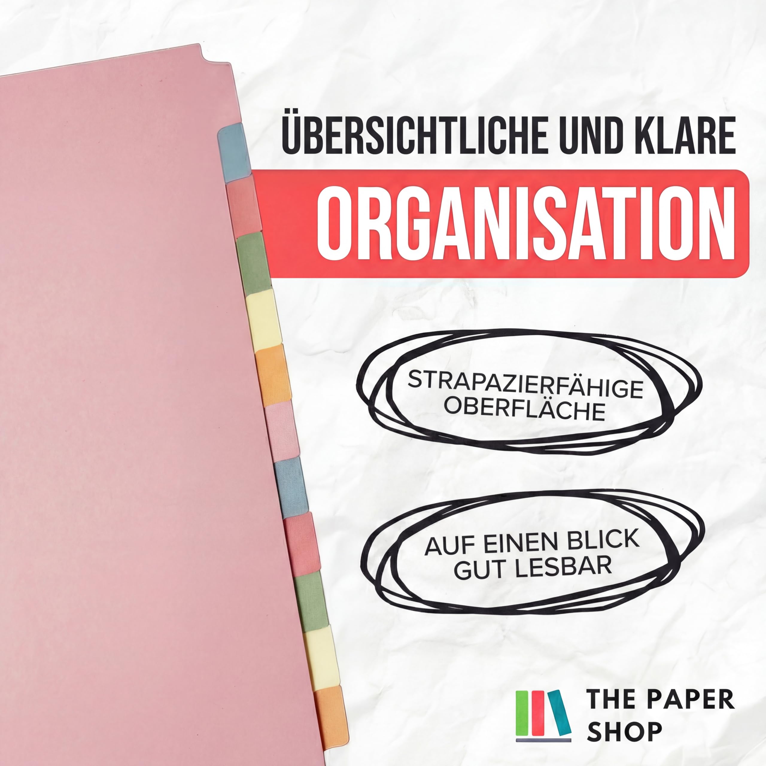 The Paper Shop A4 Ordner Register Unterteiler Hochformat 150 g/m² | 3 Pack | 12-Teilig Mehrfach Gelocht Aus Stabiler Pappe | Farbige Trennblätter für Dokumente Büro Schule Archiv Organisation The Paper Shop A4 Ordner Register Unterteiler Hochformat 150 g/m² | 3 Pack | 12-Teilig Mehrfach Gelocht Aus Stabiler Pappe | Farbige Trennblätter für Dokumente Büro Schule Archiv Organisation