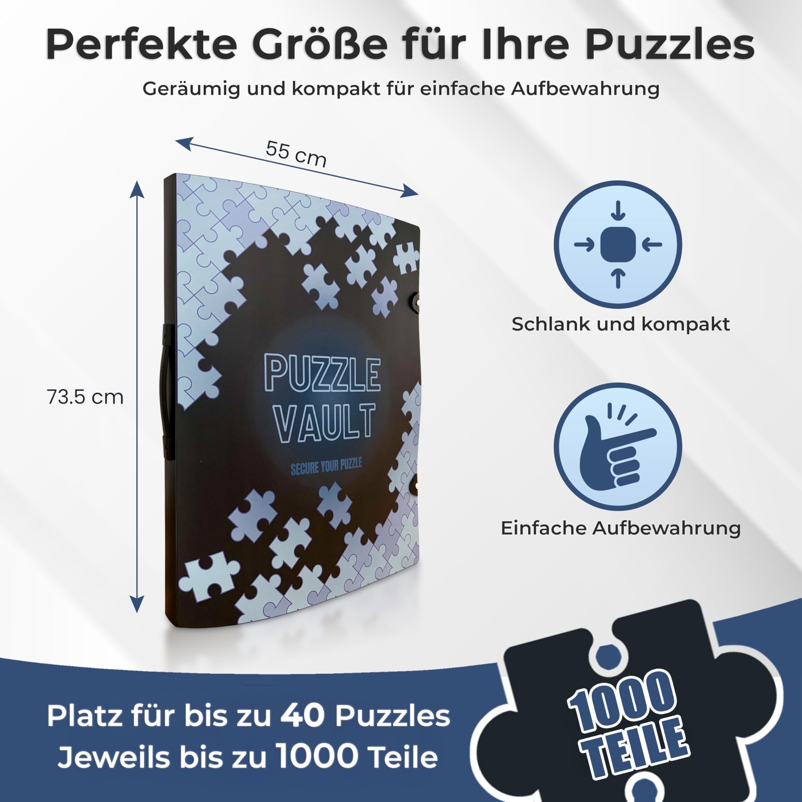 Cartella puzzle [inclusa pellicola puzzle] per puzzle fino a 1000 pezzi – l'accessorio perfetto per riporre i puzzle – Organizer per fino a 40 puzzle – Cartellina puzzle 1000 pezzi