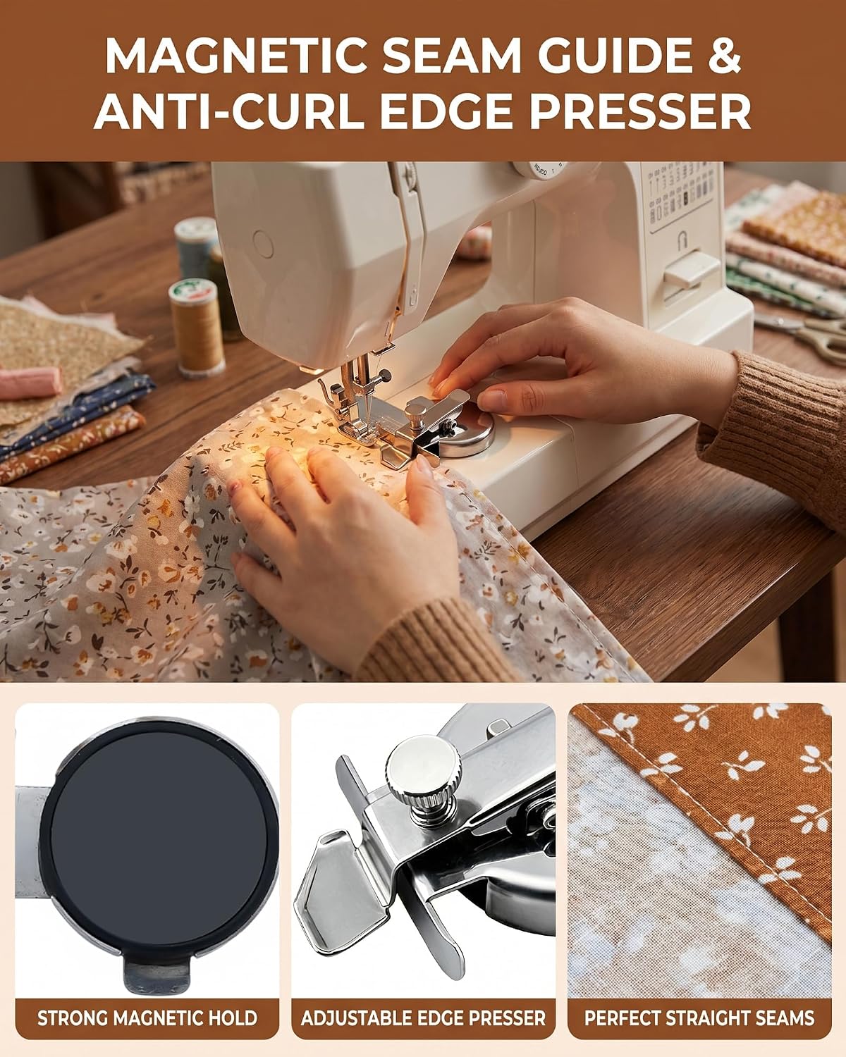 Round Magnetic Seam Guide,Adjustable Sewing Machine Straight Line Marker