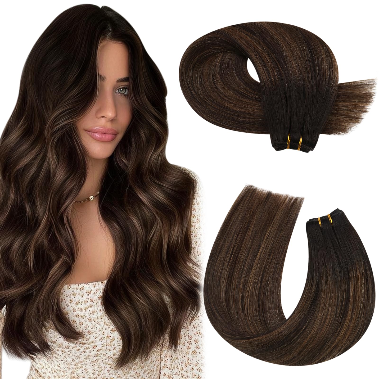 Moresoo Butterfly Weft Hair Extensions Remy Human Hair Ash Blonde Highlight Bleached Blonde 18 Inch OVO Weft Hair Extensions Human Hair Ash Blonde Highlight 100g/pack #18/613 — view 52