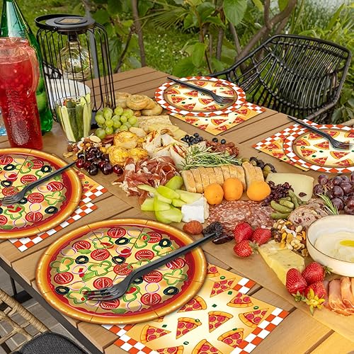 Miniatura 6 de Qyeahkj Juego de platos y servilletas para fiesta de pizza, para 50 invitados, para fiestas de cumpleaños, decoración de vajilla para niños, niñas,