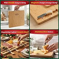 Vista 5 de Regalos de Tabla de Charcutería para Mujeres: Tabla de Queso Plegable de Bambú con Juego de Cuchillos - Regalo Único de Intercambio de Regalos
