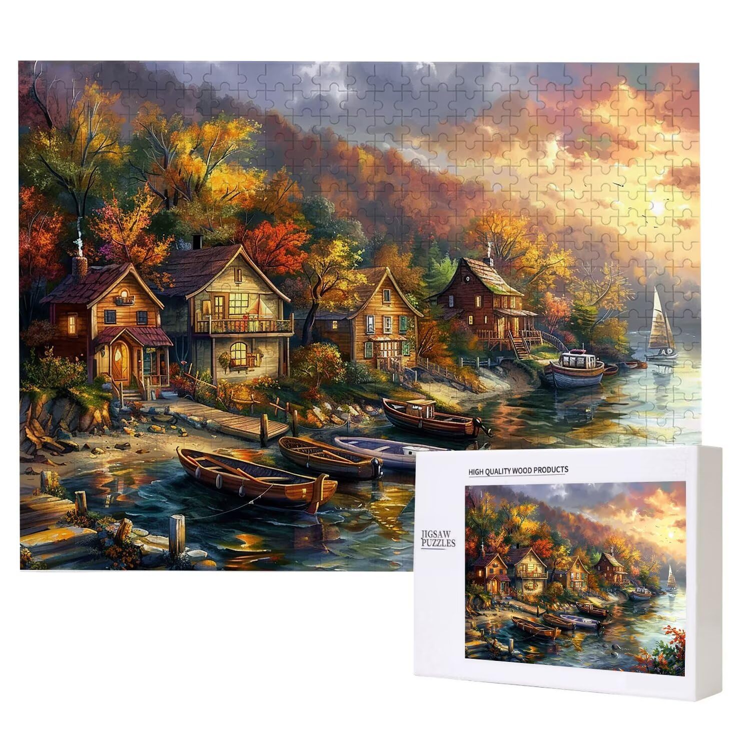 Puzzle układanki, 5000 sztuk klasycznych układanek, statek Puzzle Inteligencja relaksacji, trudne puzzle trudne trudne dla dorosłych puzzle gra rodzinna, prezent miłość przyjaciel domki 1 K0F-479