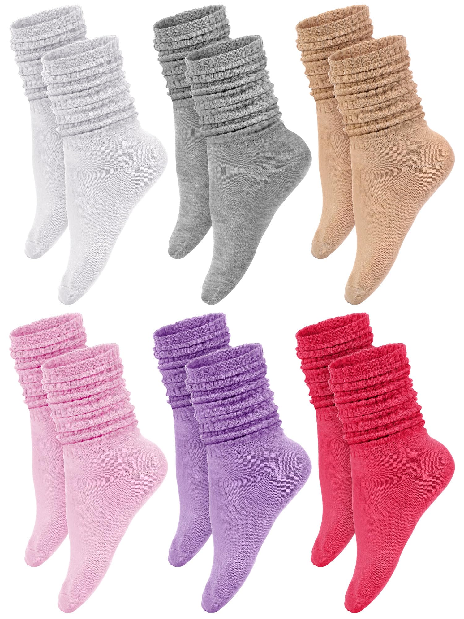 Bencailor 6 Pairs Women Slouch Fuzzy Socks Warm Cotton Scrunch Boot Winter Fluffy Slipper Socks