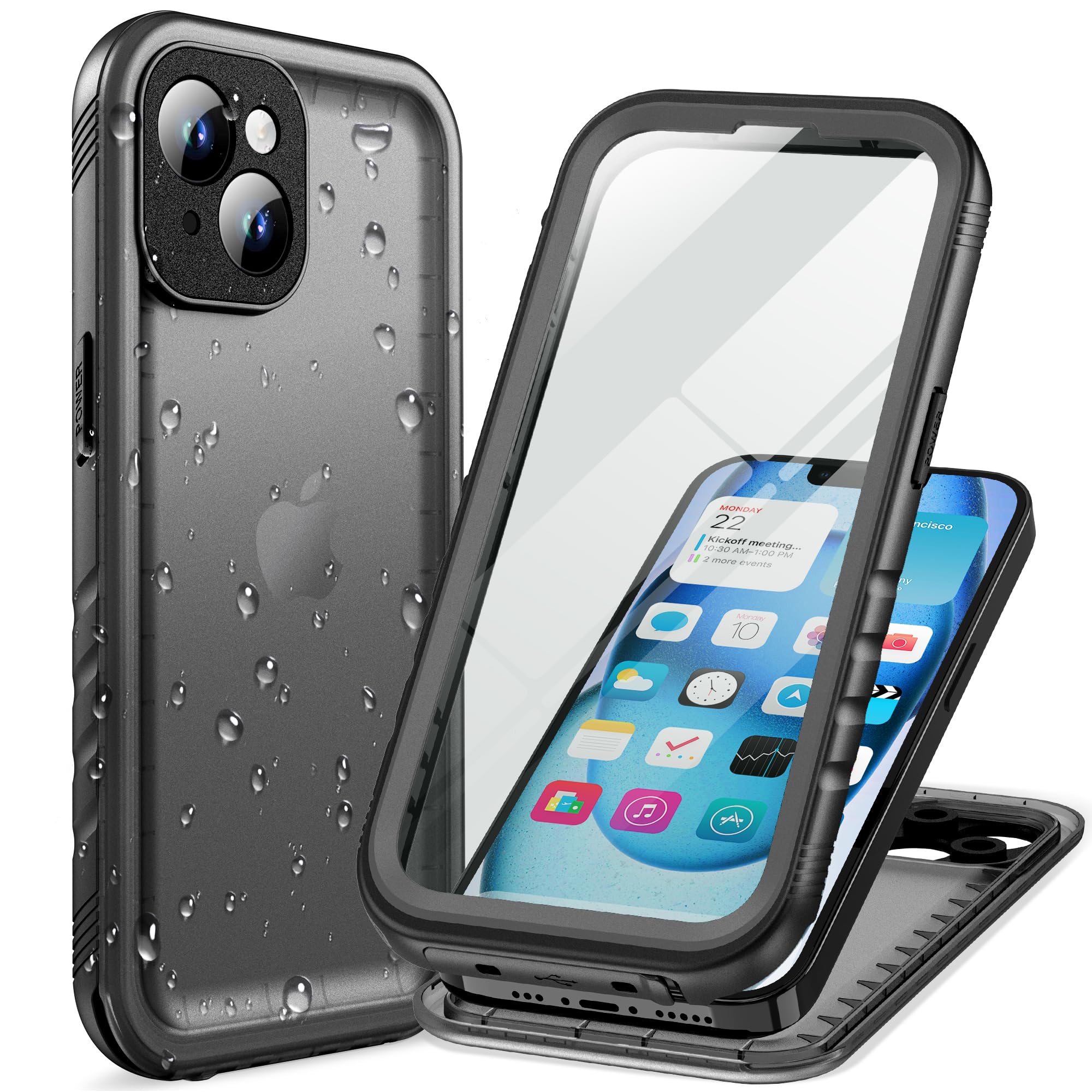 Cozycase Cover per iPhone 15 Plus Impermeabile Antiurto - Custodia Subacquea Waterproof Antipolvere [360 Completa Militare Protettiva] 15plus Case Resistente con Protezione Fotocamera/Schermo