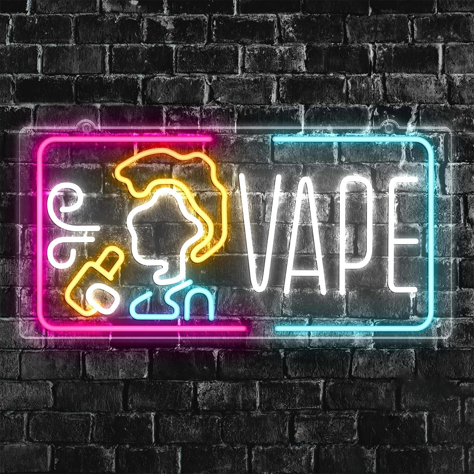 Finoti Multicolored Vape Shop Neon Sign For Business Advertising,Man Cave Light, Handmade Led Art Decor, Atmosphere Neon Light For Smoking Lounge Usb With Switch