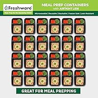 Vista 3 de Freshware Contenedores de preparación de comidas [50 unidades] 2 compartimentos con tapas, contenedores de almacenamiento de alimentos, caja Bento