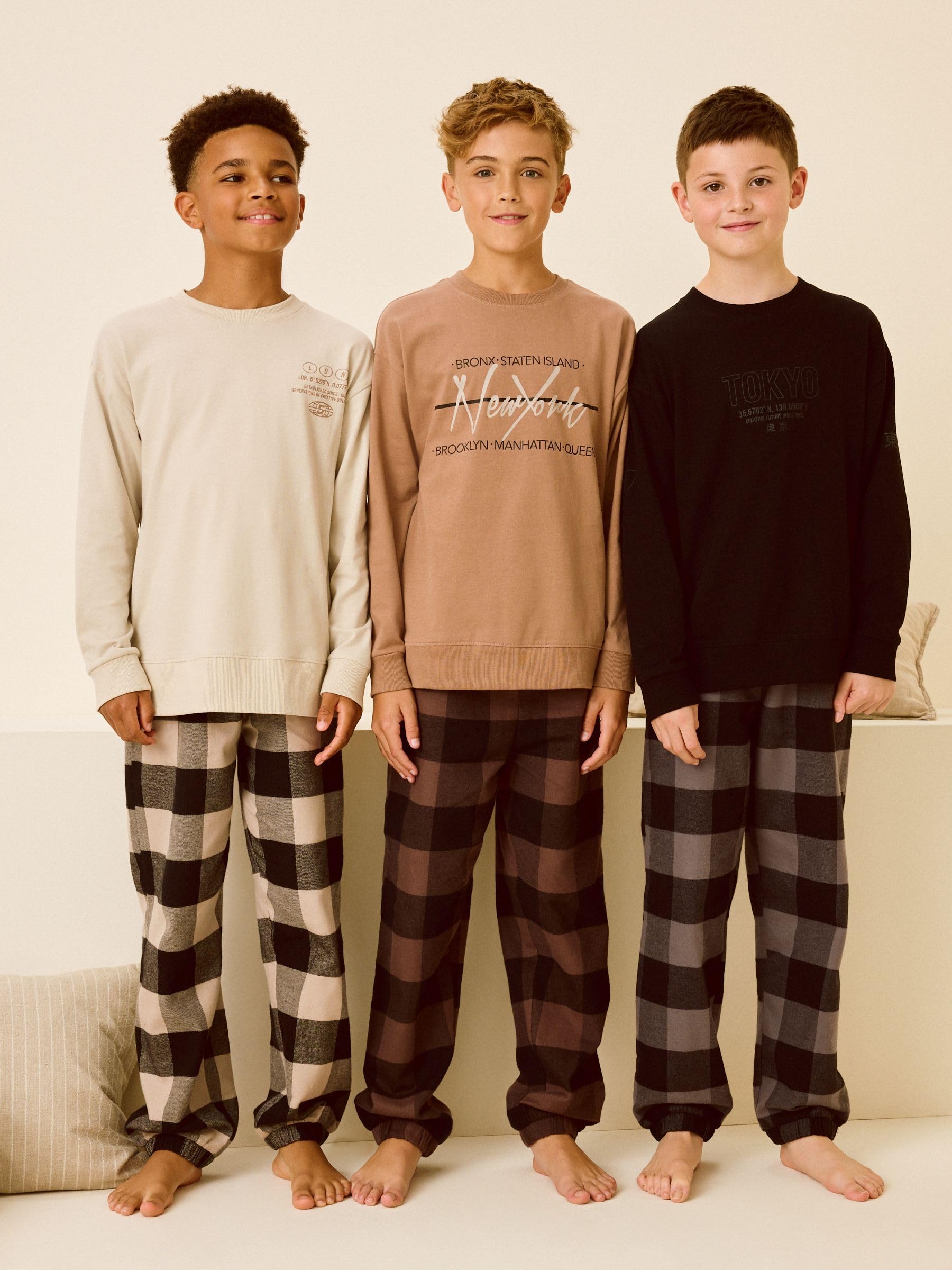 NEXT Niños Pack de 3 Pijamas Tejidos de Cuadros