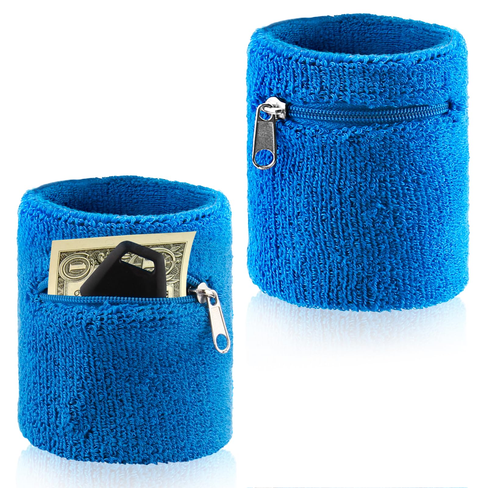 Bandeau Poignet Avec Poche Zippée 2PCS, Anti-Transpiration De Sport