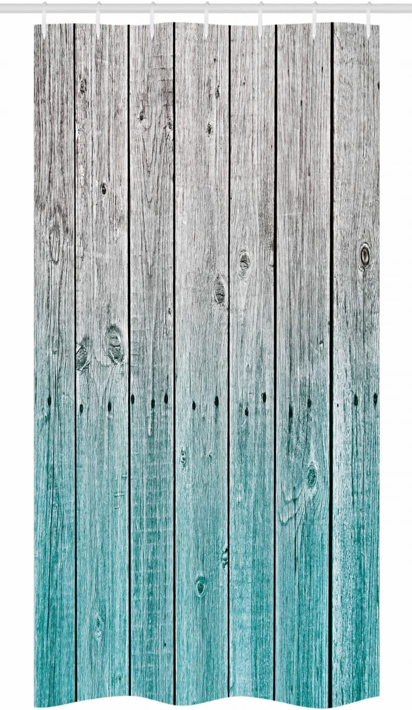 Ambesonne Rustic Stall Shower Curtain, Wood Panels Background with Digital Tones Effect Country House Art Image, Fabric Bathroom Decor Set with Hooks, 36" X 72", Grey