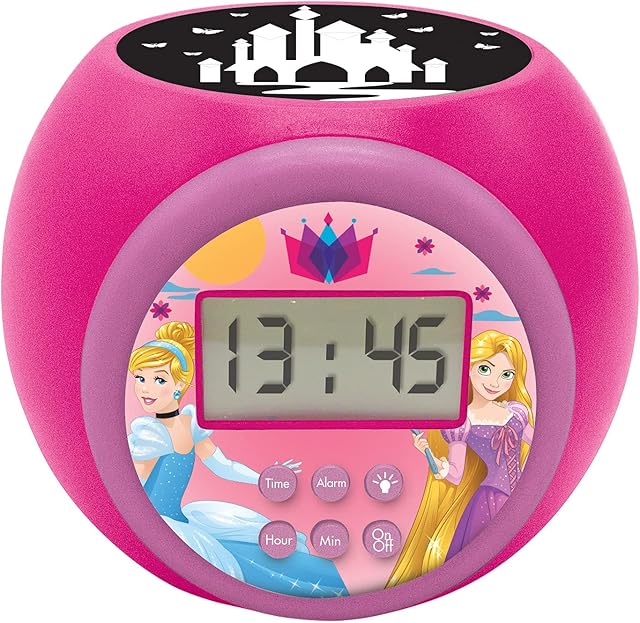 Lexibook - Budzik z projektorem Lexibook Disney Princess z funkcją drzemki i budzika. lampka nocna z zegarem. ekran LCD. zasilanie bateryjne. RL977DP