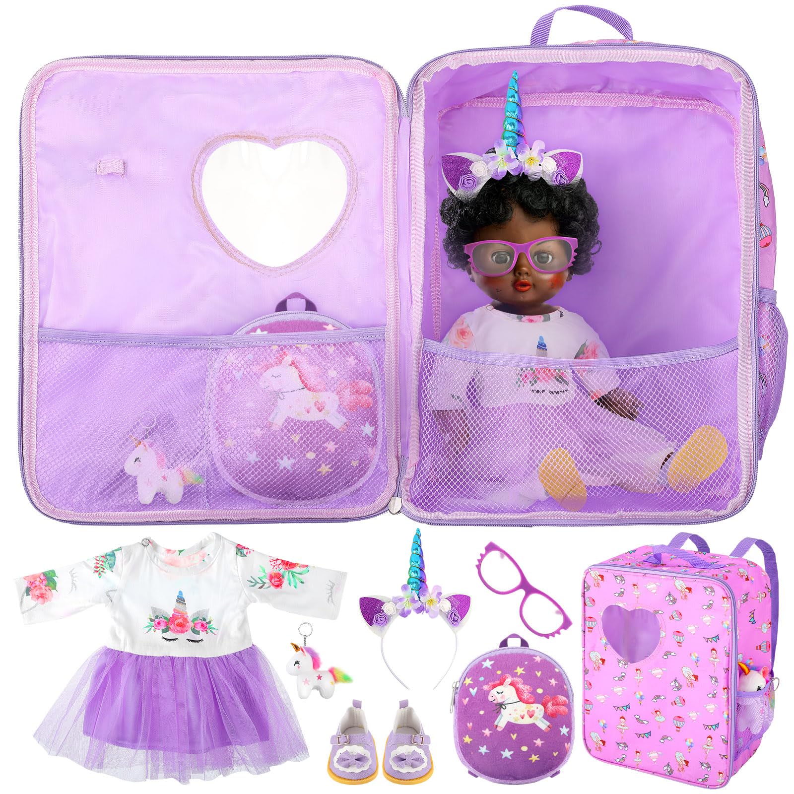 18 inch doll travel backpack Amazon.com: Wettarn 18 Inch Doll Carrier Set with Clothes and Accessories  Including Doll Travel Bag, Dress, Shoes, Sunglasses, Backpack and Unicorn  for Unicorn Birthday Gift(Purple) : Toys & Games