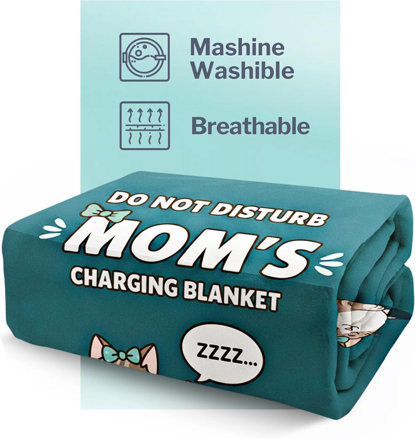 FILO ESTILO Mom is Charging Blanket - in Gift Ready Packaging | Cozy Dyed Fleece Throw Blanket 50"x60" - Unique Mom Gift for Couch or Bed | Special Present from Daughter or Son - Image 7