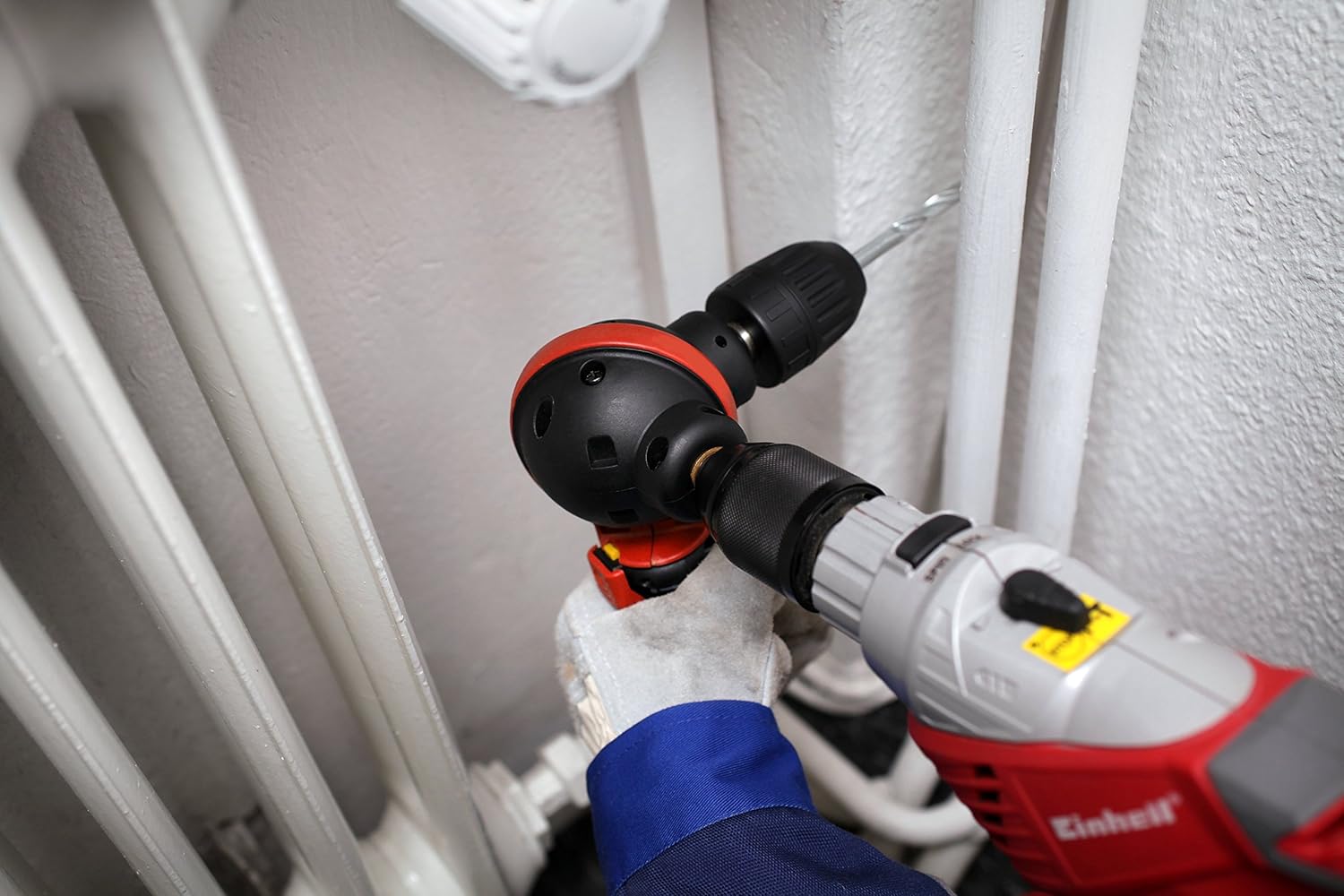 kwb angle boring attachment, compact angle drill with 360 degree drill head, black