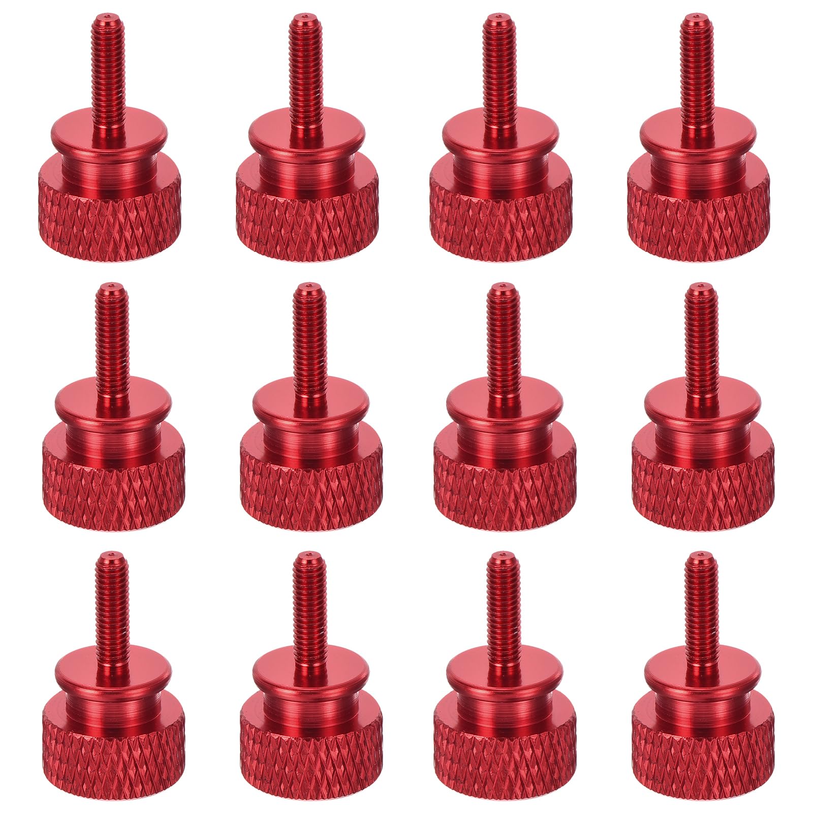 MECCANIXITY 12pcs M3x10mm Knurled Thumb Screw Computer Case Threaded Hand Tighten Screws Aluminum Alloy for PC Case, Wine Red