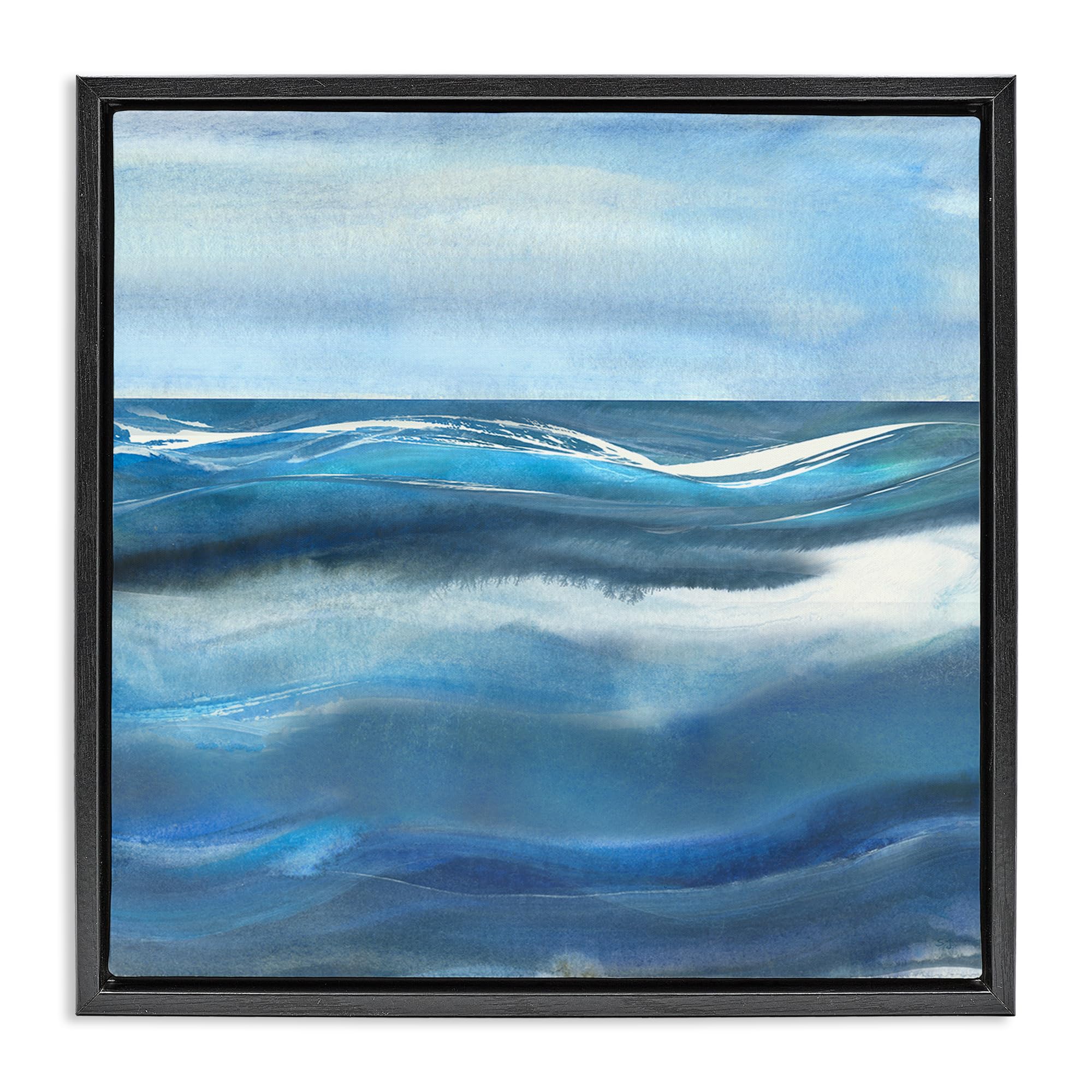 Stupell Industries 'Calm Expanse of Ocean Waves', Floating Frame Canvas Art, Black, 18 x 18 Inches, Easy to Hang and Sturdy, Made in USA, by Susan Jill