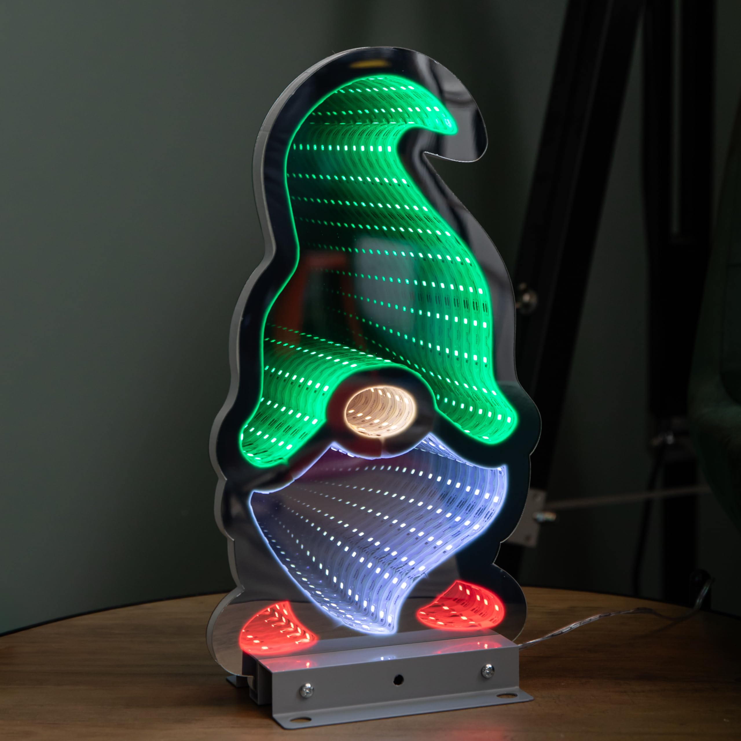 Samuel ALEXANDER 30cm LED Infinity Christmas Gonk Decoration with Green Hat & Metal Base