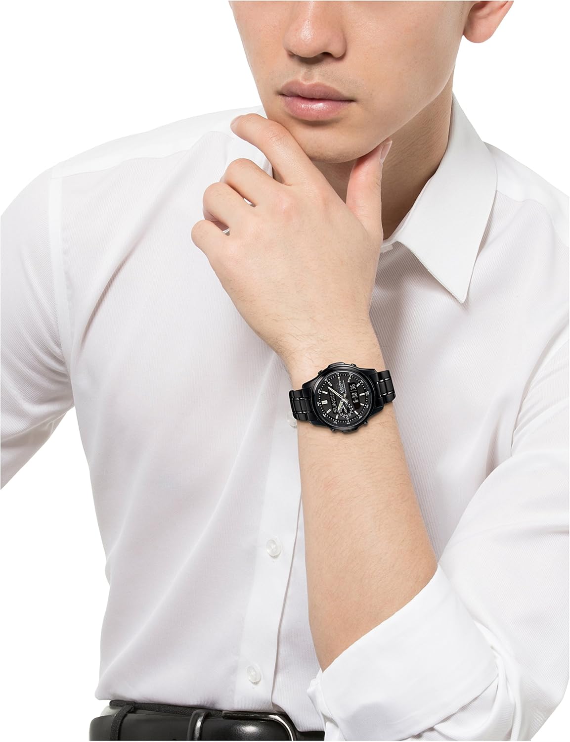 CASIO Lineage LCW-M300DB-1AJF watch on a male wrist