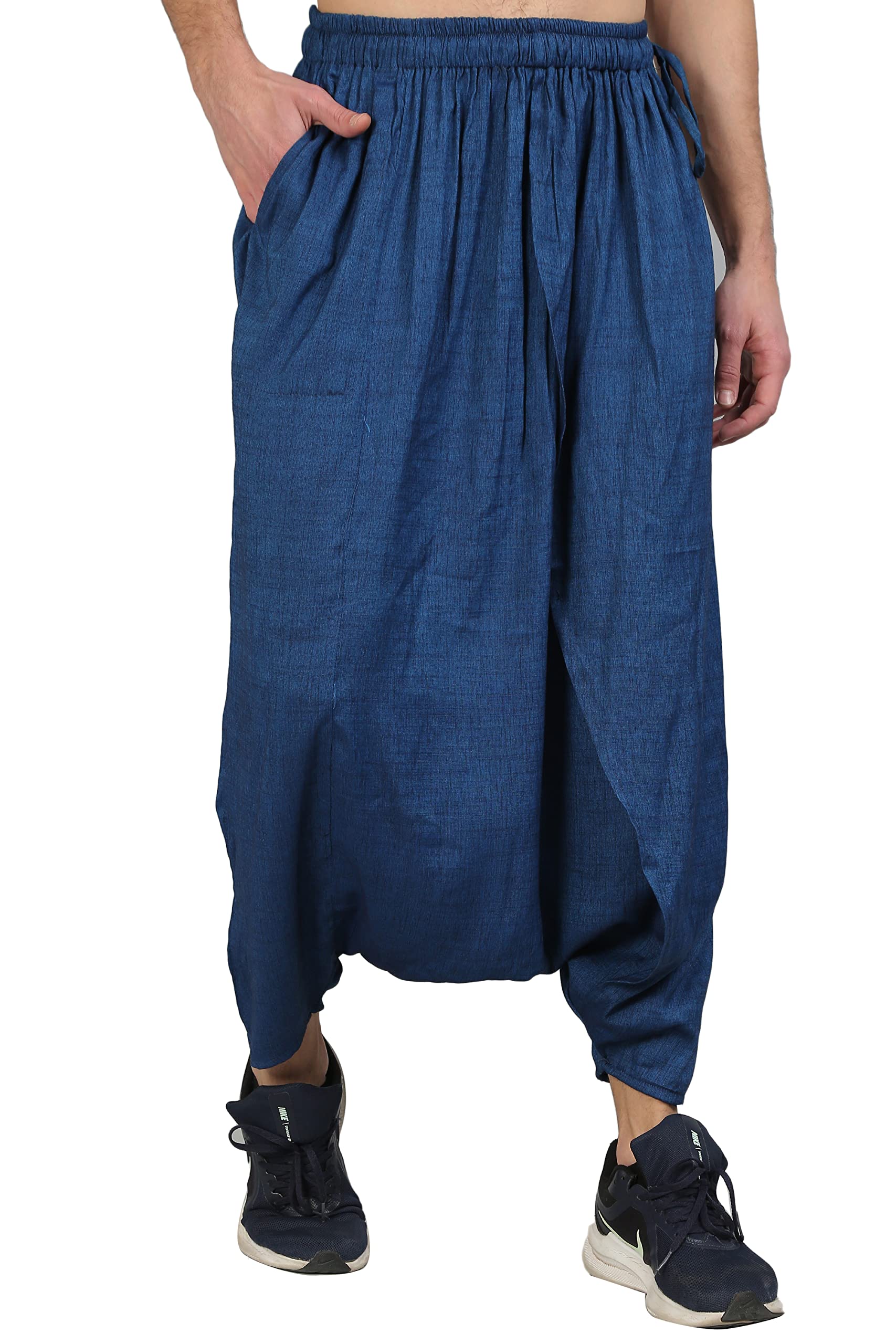 roxburghi Men's Premium Cotton Harem Pants Blue (Free-Size)-picture-27