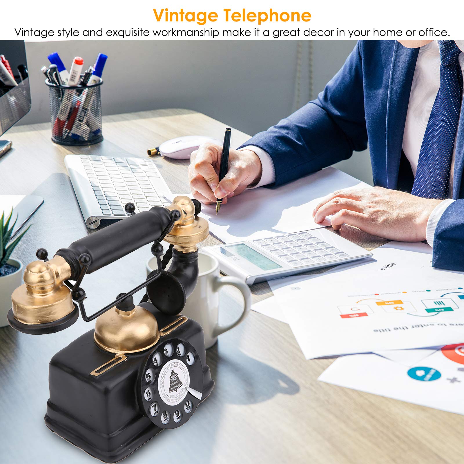 LOUFOU Modello di Telefono Antico Telefono Fisso cablato con Filo Cafe Bar Decorazione della Finestra per la Decorazione della scrivania di casa LOUFOU Modello di Telefono Antico Telefono Fisso cablato con Filo Cafe Bar Decorazione della Finestra per la Decorazione della scrivania di casa
