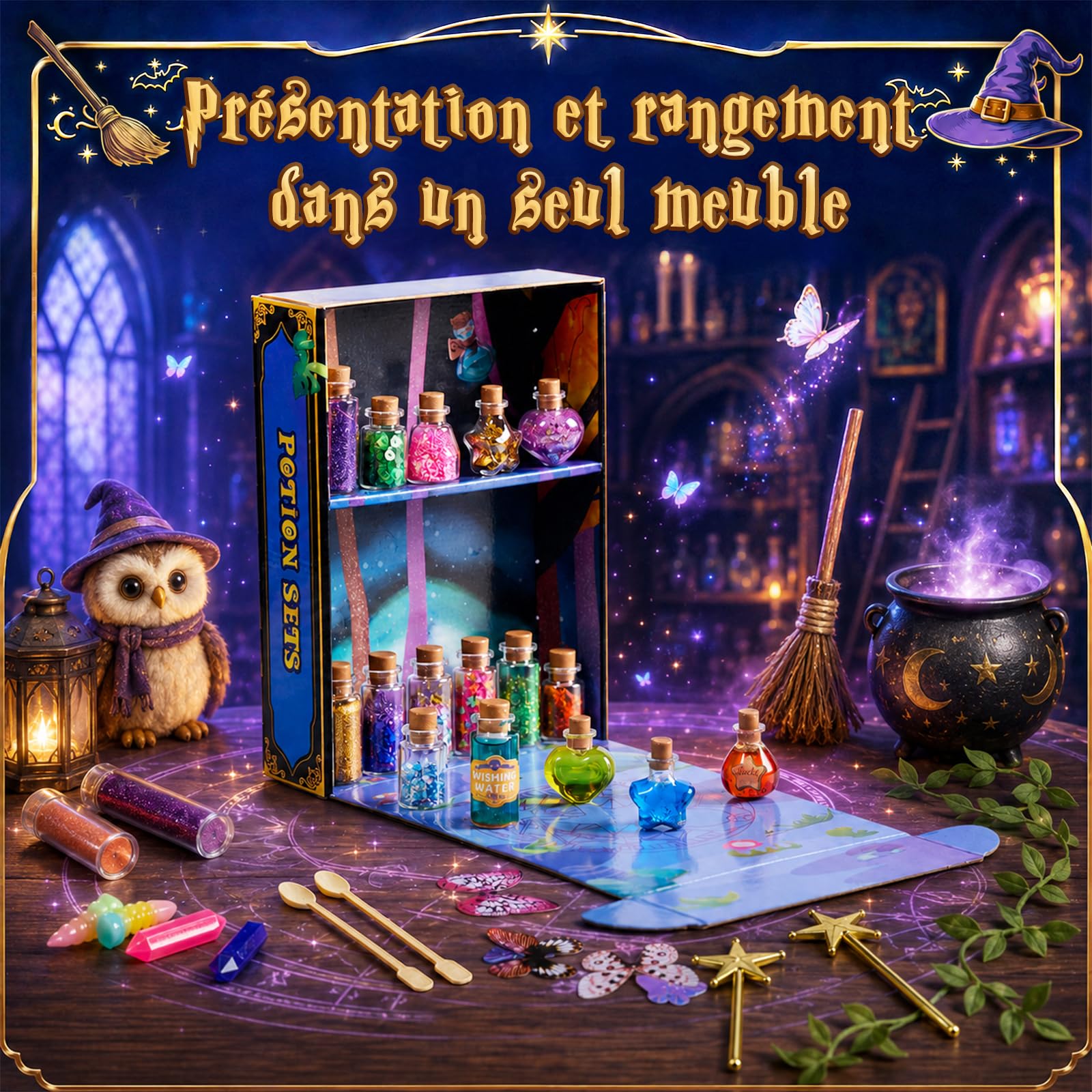 Wothfav Potion Magique Enfant, Mélange 22 Bouteilles de Potion Magique, Set de Potion Mystère Vintage pour Enfants, Kits de Potions de Fées, Jouets Artisanaux pour Garçons et Filles, Cadeaux Créatifs
