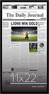 Americanflat 11x22 Newspaper Frame In Black - Assorted Media Article Cover Frame - Hanging Hardware Included - 22x11 Front Page Newspaper Picture Frame