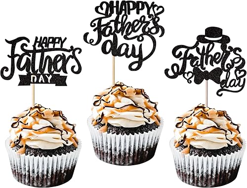 Rsstarxi Paquete de 24 adornos para cupcakes con purpurina para el Día del Padre, para el Día del Padre, decoración de pasteles para el Día del