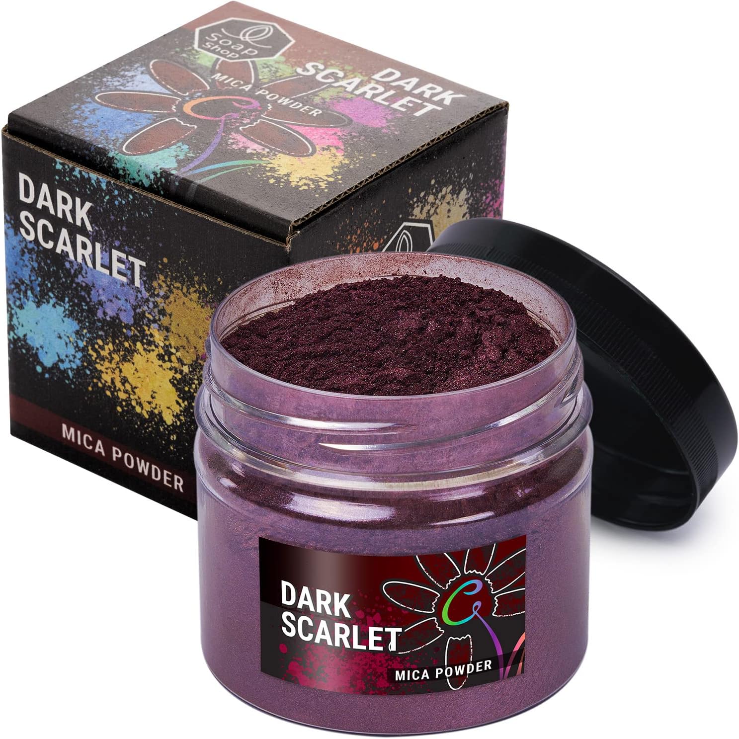 Mica Powder (Dark Scarlet) 2 oz - Soap Making Dye - Single Color - Hand Soap Making Supplies - Epoxy Resin Color Pigment - Organic Mica Powder for Soap