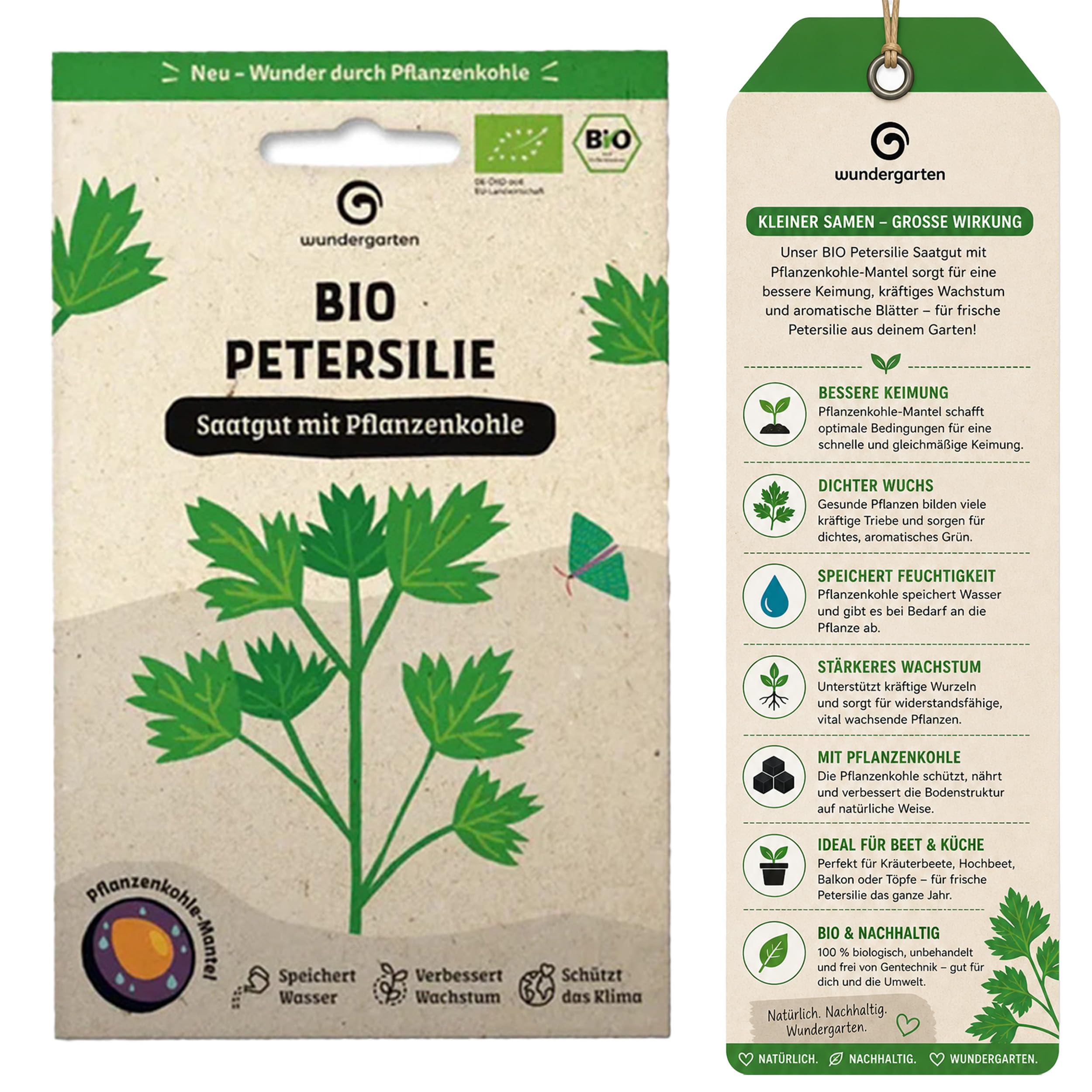 20x Bio Petersilie Saatgut Einfache Schnitt – Wundergarten – Mit Pflanzenkohle-Mantel – Hohe Keimrate & aromatische Kräuter – Für Garten, Hochbeet & Balkon