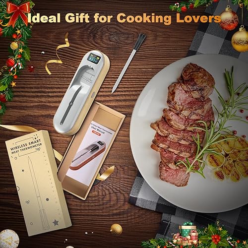 Miniatura 7 de Termómetro digital inteligente inalámbrico para carne, lectura instantánea, largo alcance Bluetooth, alarma, termómetro de alimentos resistente a